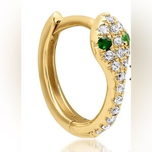 Snake Diamond Huggie with Emerald Eyes